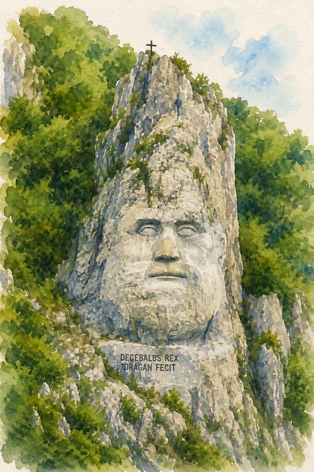 El Rostro de Decebal esculpido en la roca, a orillas del Danubio